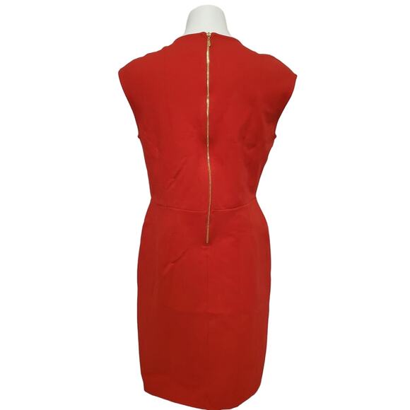 H&M Red Gold Stretch Classy Sexy Dress SZ M Medium Wedding Christmas Party - Picture 2 of 12